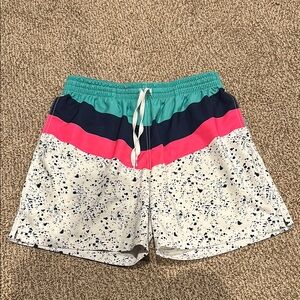 Chubbies Blue and White Swim Trunks with Elastic Waistband